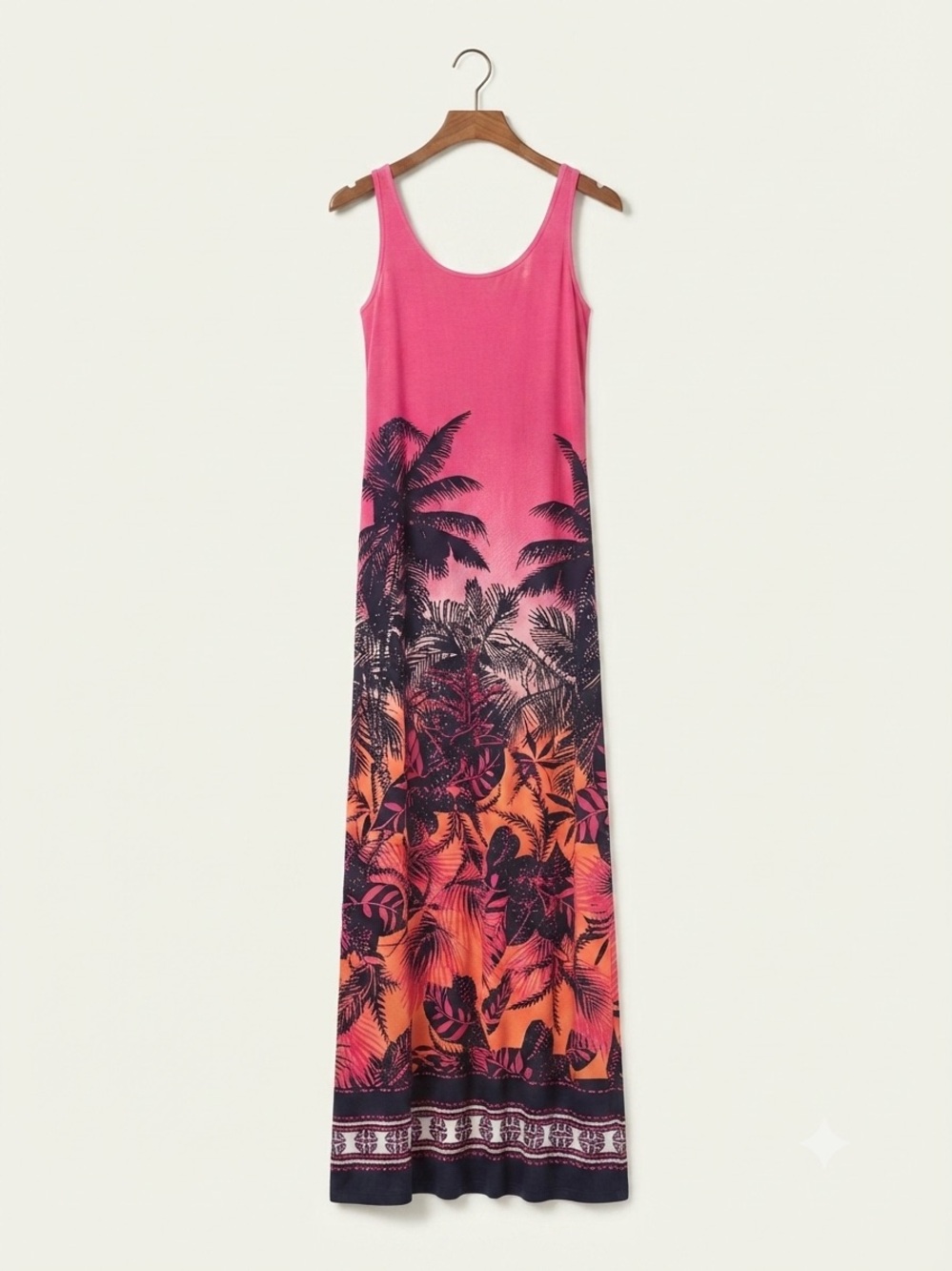 Tommy Bahama Tropical Palm Print Maxi Dress Pink Black Size XS